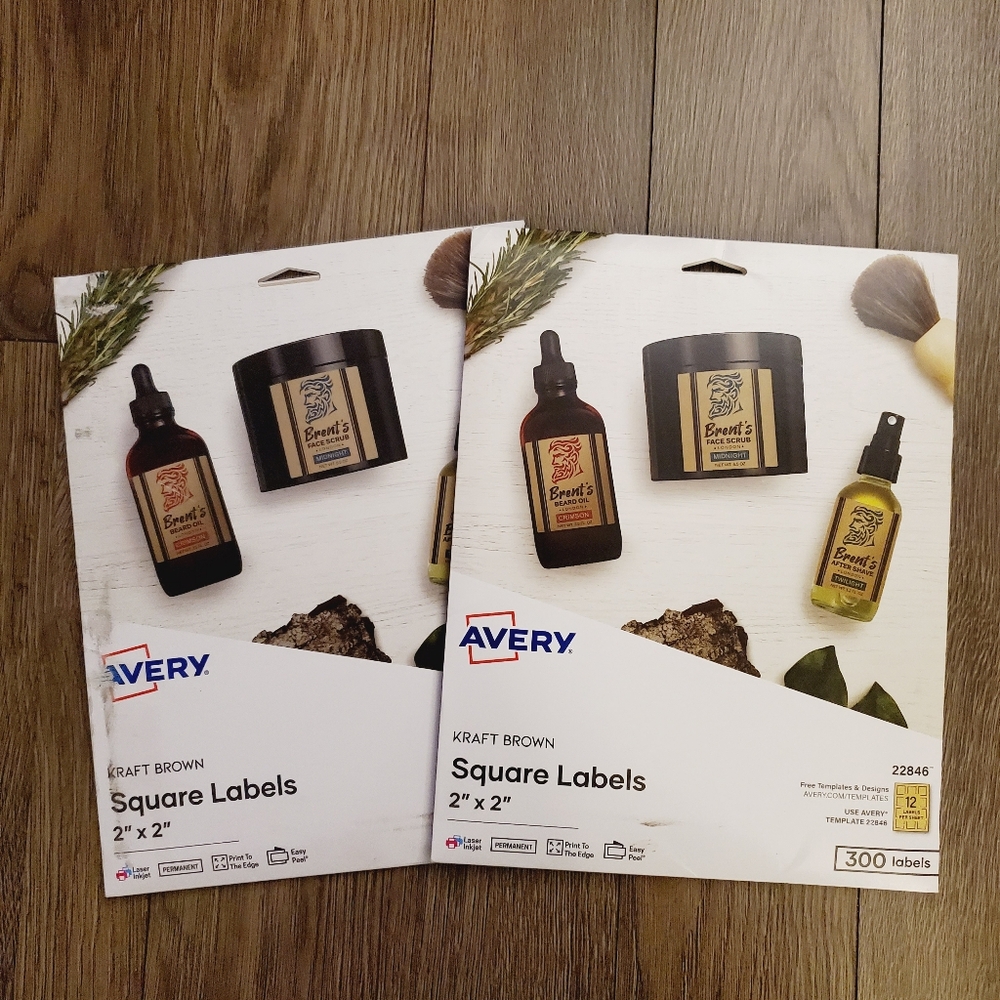 Avery Kraft Brown Square Labels - 2 Pack